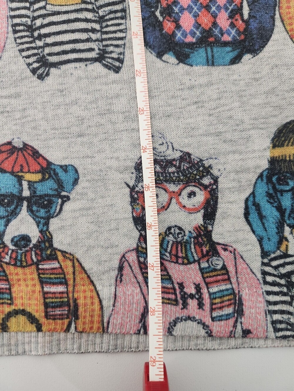 Tricotto Light Gray Knit Sweater with Dogs, Size Large - Picture 7 of 8